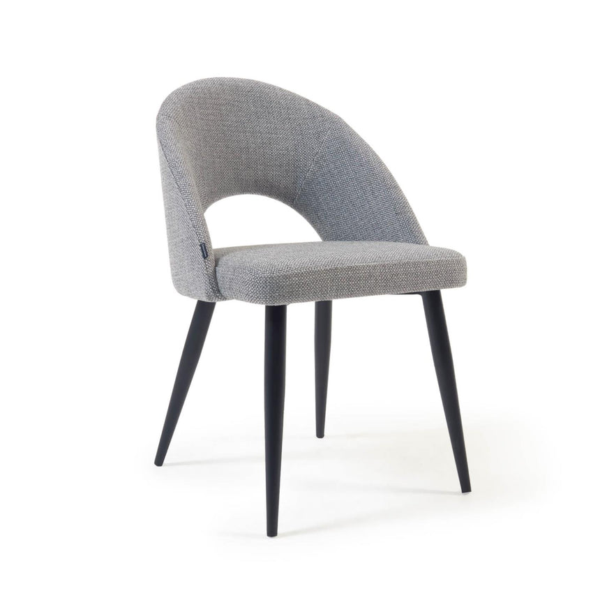 Stuhl Mael grauer mit Stahlbeinen mit schwarzem Finish - ZEN ZONE Furniture