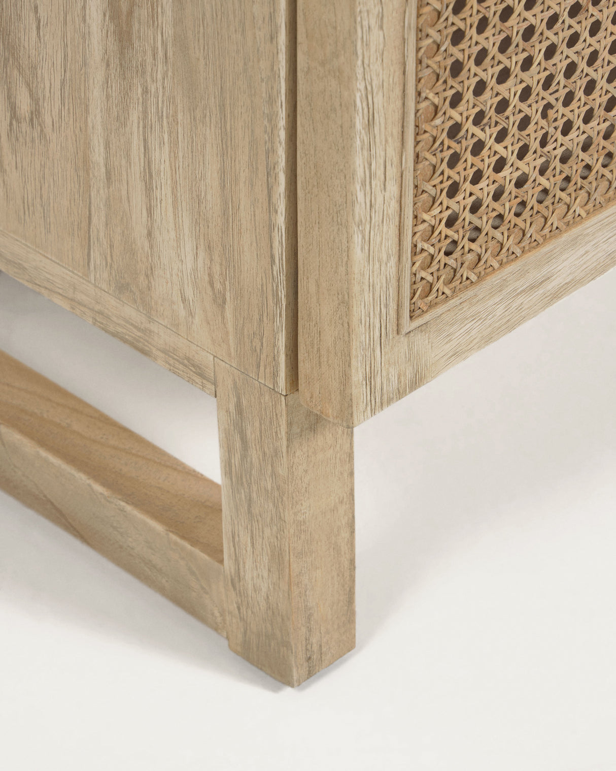 Rexit TV-Schrank 3 Türen aus massivem Mindiholz und Furnier mit Rattan 180 x 50 cm - ZEN ZONE Furniture