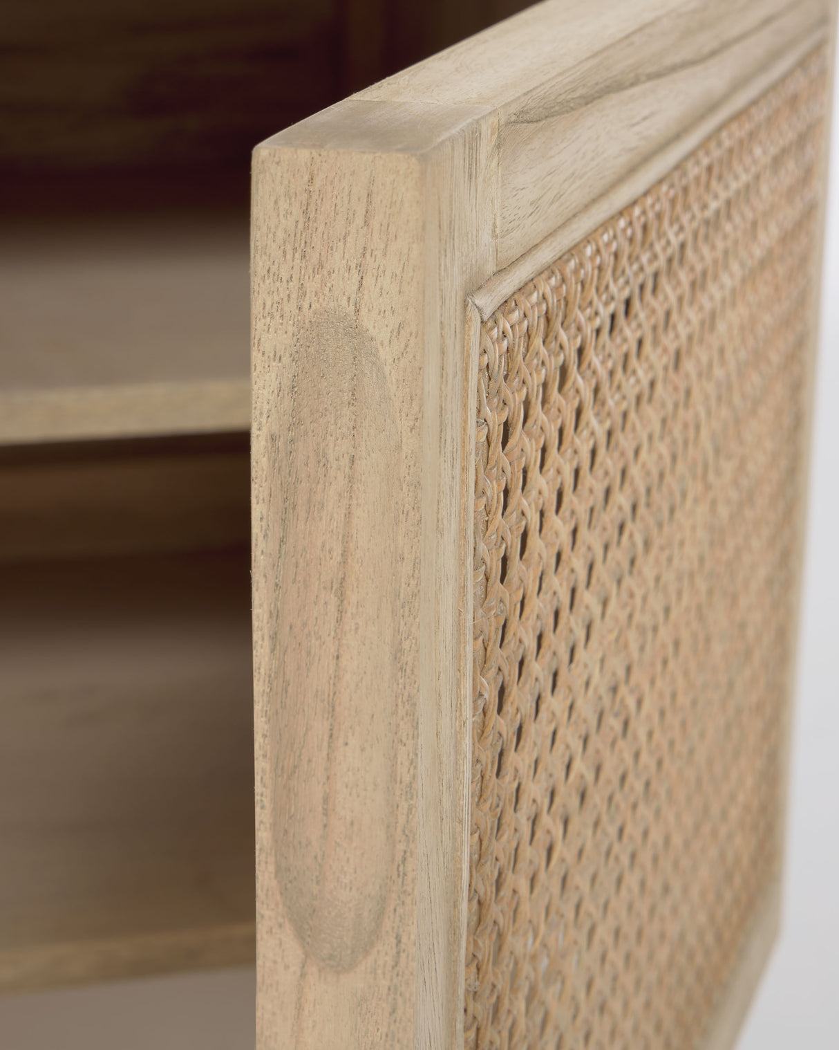 Rexit TV-Schrank 3 Türen aus massivem Mindiholz und Furnier mit Rattan 180 x 50 cm - ZEN ZONE Furniture