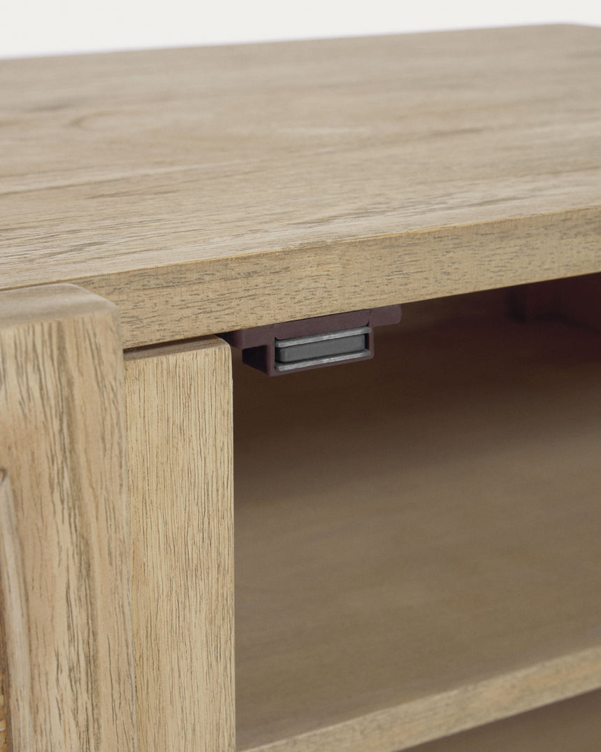 Rexit TV-Schrank 3 Türen aus massivem Mindiholz und Furnier mit Rattan 180 x 50 cm - ZEN ZONE Furniture