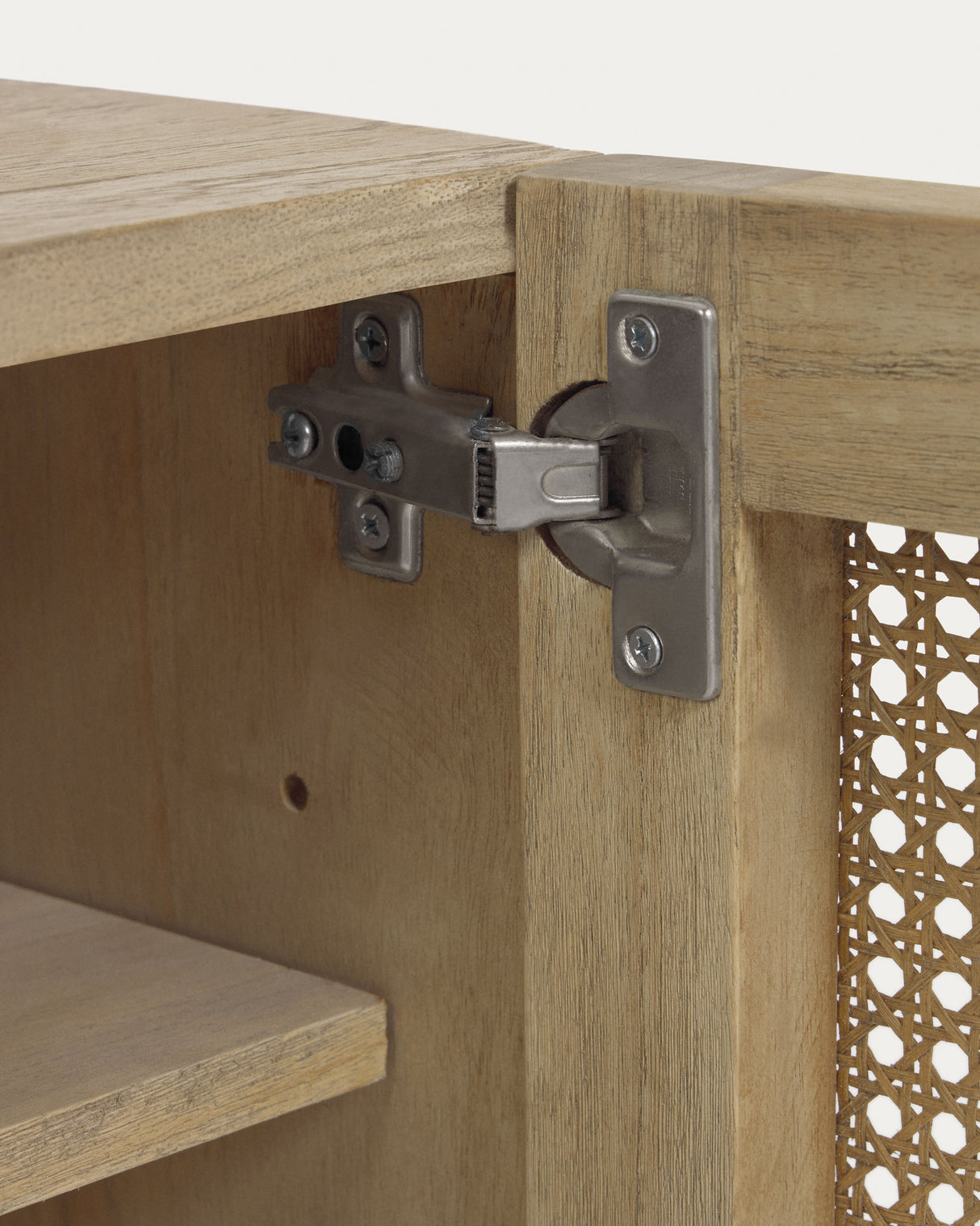 Rexit TV-Schrank 3 Türen aus massivem Mindiholz und Furnier mit Rattan 180 x 50 cm - ZEN ZONE Furniture