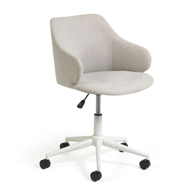 Einara Schreibtischstuhl in Hellgrau mit Beinen aus Stahl in Mattweiß - ZEN ZONE Furniture