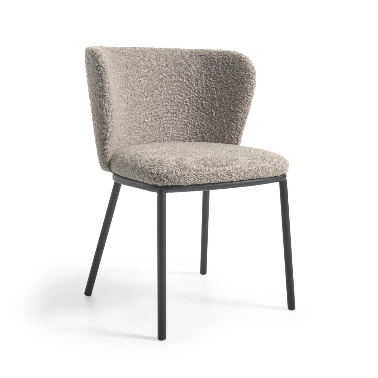 Ciselia Stuhl mit hellgrauem Bouclé-Bezug und schwarzem Metall - ZEN ZONE Furniture