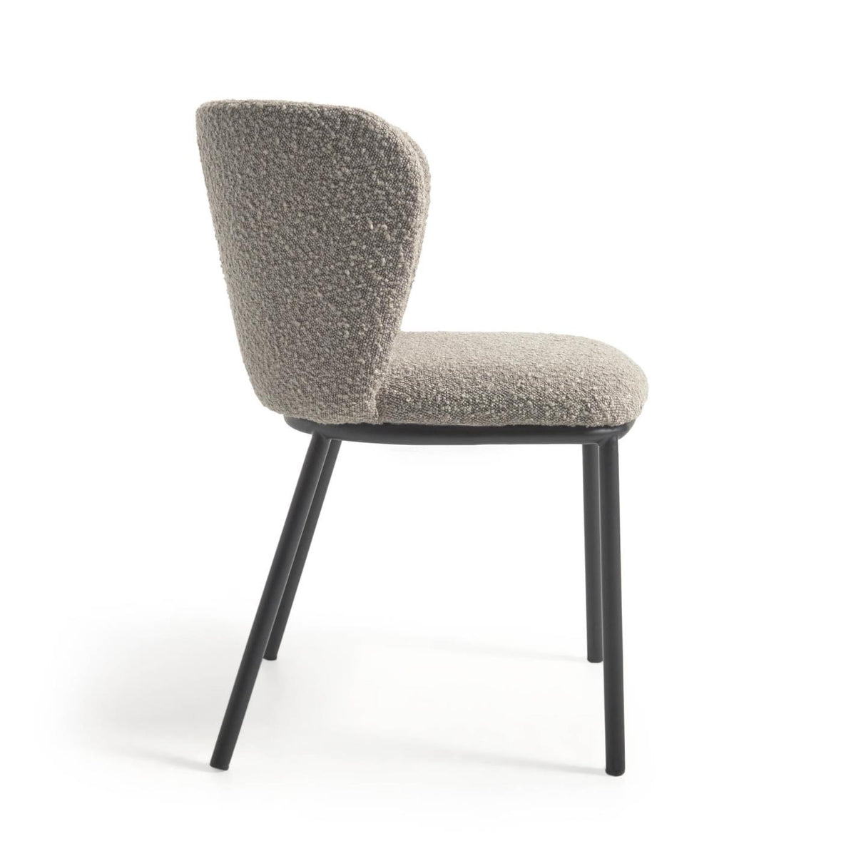 Ciselia Stuhl mit hellgrauem Bouclé-Bezug und schwarzem Metall - ZEN ZONE Furniture