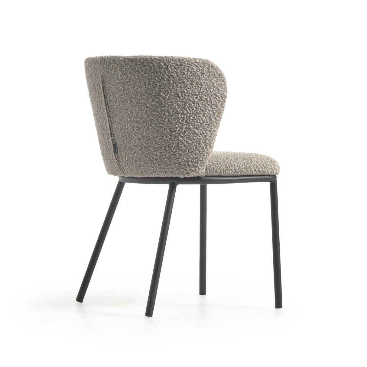 Ciselia Stuhl mit hellgrauem Bouclé-Bezug und schwarzem Metall - ZEN ZONE Furniture