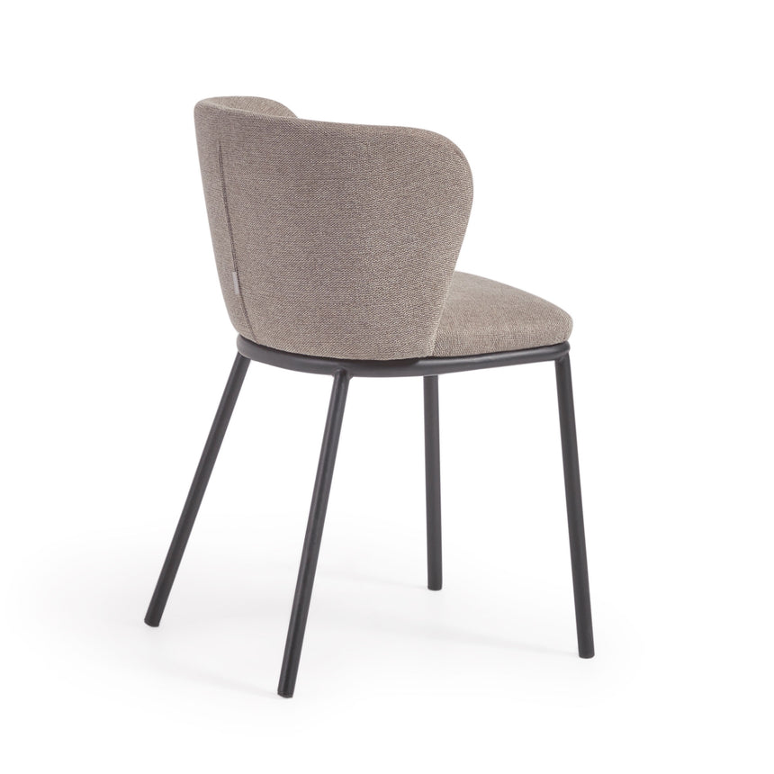 Ciselia Stuhl hellbraune Chenille und Stahl in Schwarz - ZEN ZONE Furniture