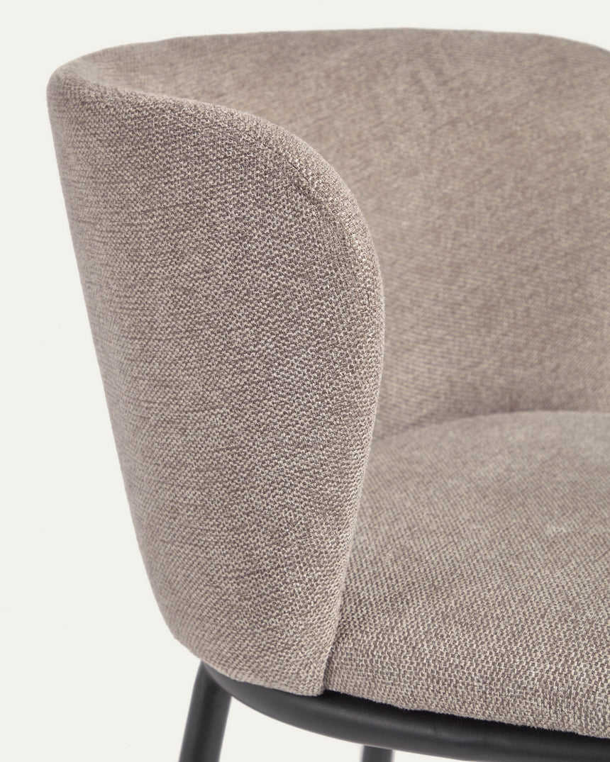 Ciselia Stuhl hellbraune Chenille und Stahl in Schwarz - ZEN ZONE Furniture