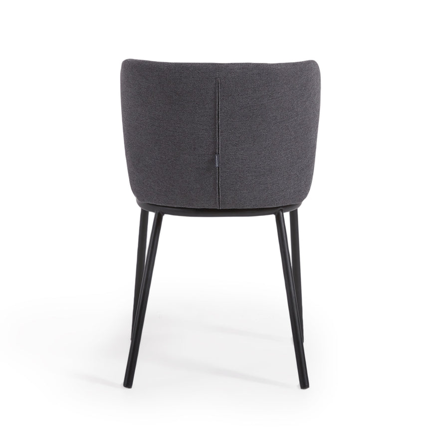 Ciselia Stuhl dunkelgrauer Chenille und Stahlbeinen mit schwarzem Finish, FSC Mix Credit - ZEN ZONE Furniture