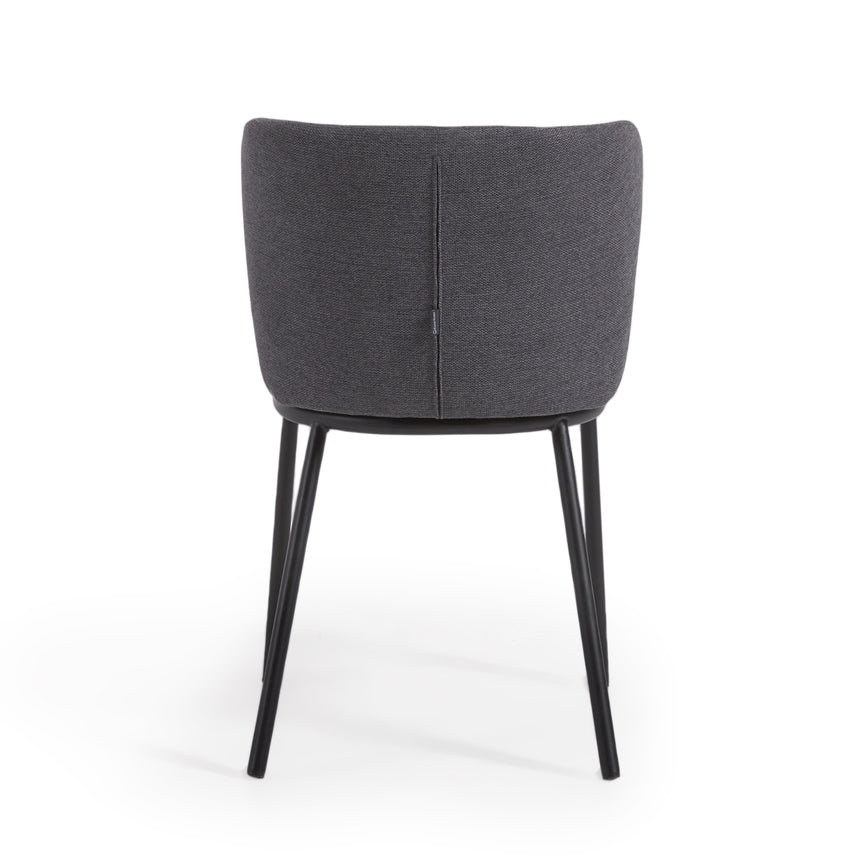Ciselia Stuhl dunkelgrauer Chenille und Stahlbeinen mit schwarzem Finish, FSC Mix Credit - ZEN ZONE Furniture