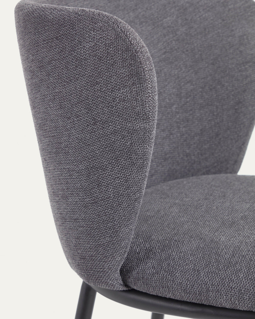 Ciselia Stuhl dunkelgrauer Chenille und Stahlbeinen mit schwarzem Finish, FSC Mix Credit - ZEN ZONE Furniture