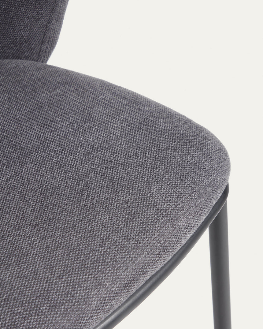 Ciselia Stuhl dunkelgrauer Chenille und Stahlbeinen mit schwarzem Finish, FSC Mix Credit - ZEN ZONE Furniture