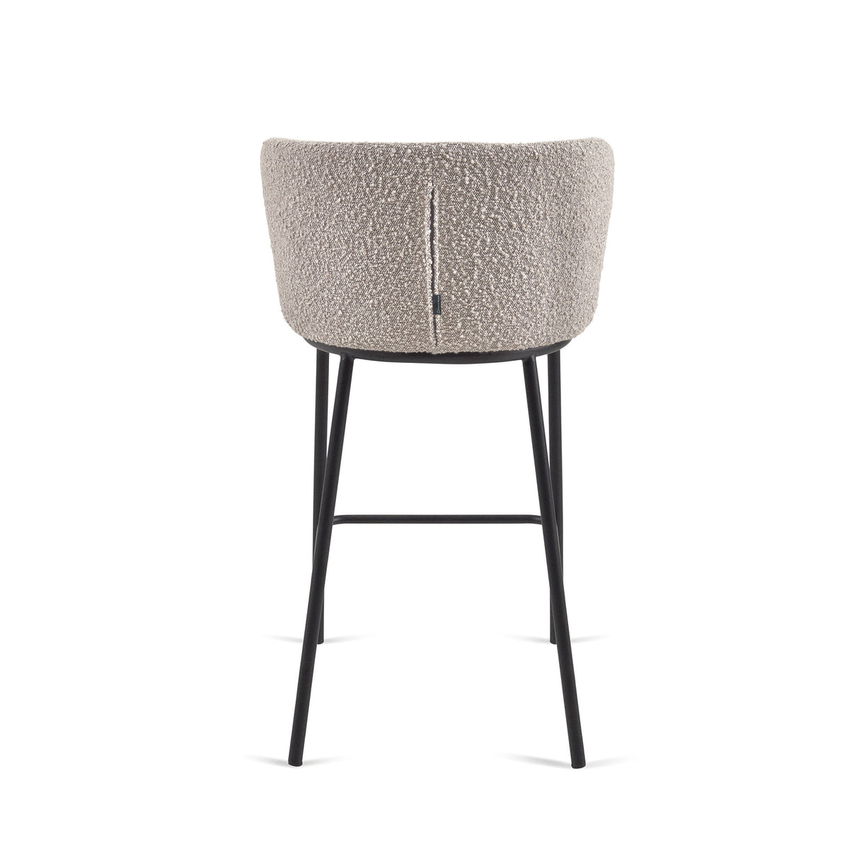 Ciselia Hocker mit Bouclé-Bezug in Hellgrau und schwarzen Stahlbeinen Höhe 65 cm - ZEN ZONE Furniture