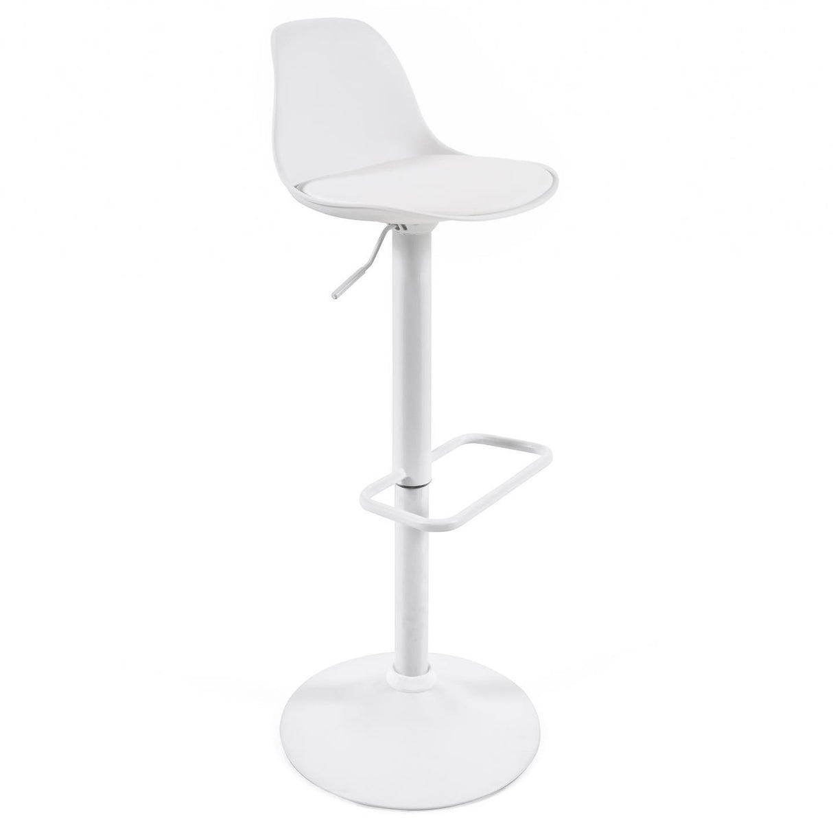 Hocker Orlando - T aus weißem Kunstleder und mattweißem Stahl 60-82 cm - ZEN ZONE Furniture