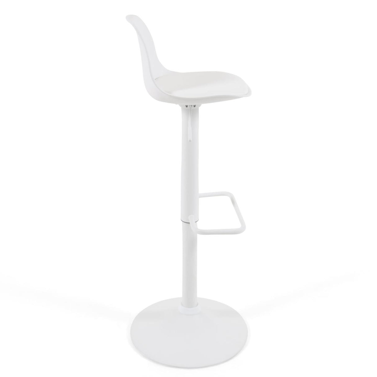 Hocker Orlando - T aus weißem Kunstleder und mattweißem Stahl 60-82 cm - ZEN ZONE Furniture