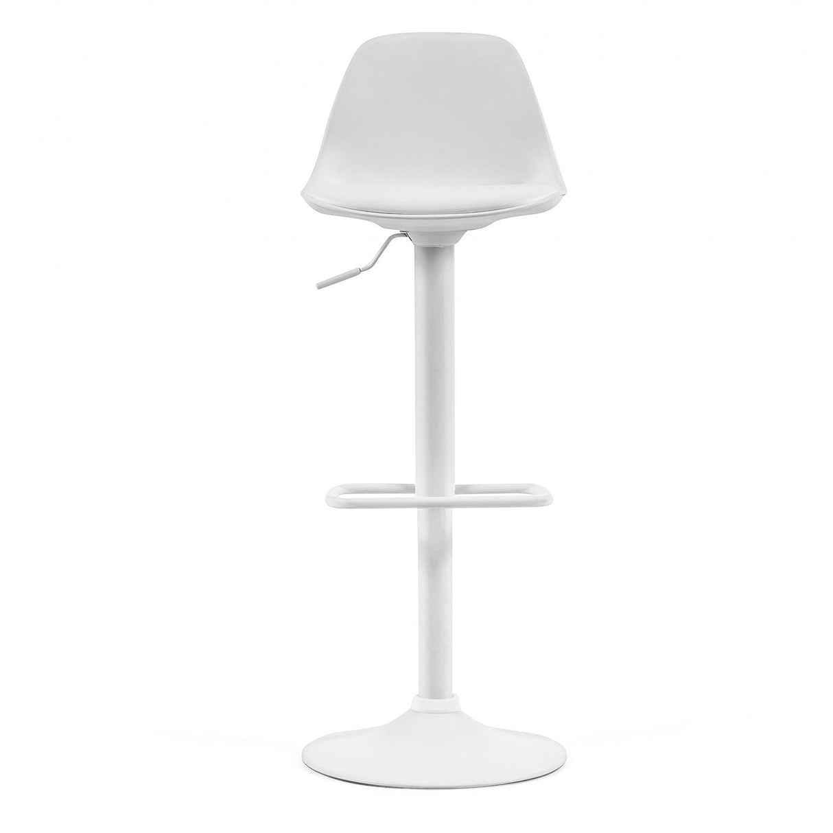 Hocker Orlando - T aus weißem Kunstleder und mattweißem Stahl 60-82 cm - ZEN ZONE Furniture