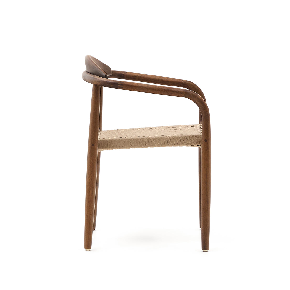 Nina stapelbarer Stuhl aus massivem Akazienholz mit Nussholzfinish und Seil in Beige FSC 100% - ZEN ZONE Furniture