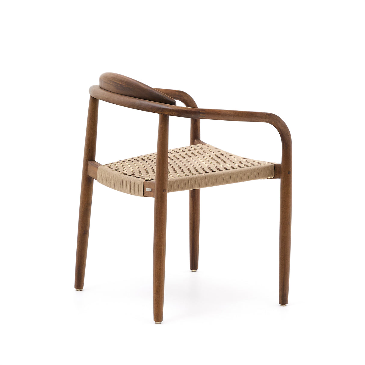 Nina stapelbarer Stuhl aus massivem Akazienholz mit Nussholzfinish und Seil in Beige FSC 100% - ZEN ZONE Furniture