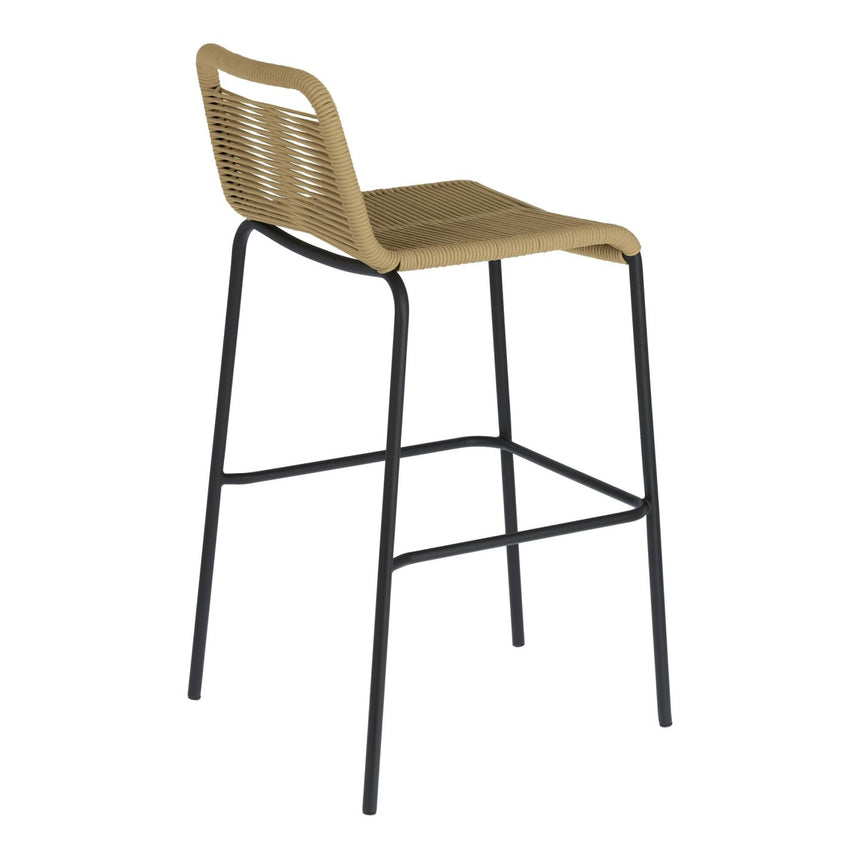 Lambton stapelbarer Hocker aus braunem Seil und Stahl mit schwarzem Finish Höhe 74 cm - ZEN ZONE Furniture