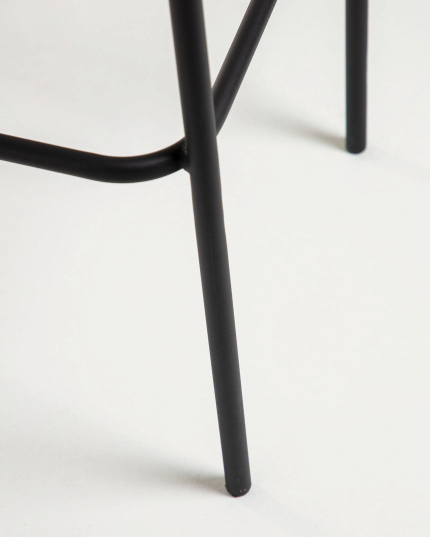 Lambton stapelbarer Hocker aus braunem Seil und Stahl mit schwarzem Finish Höhe 74 cm - ZEN ZONE Furniture