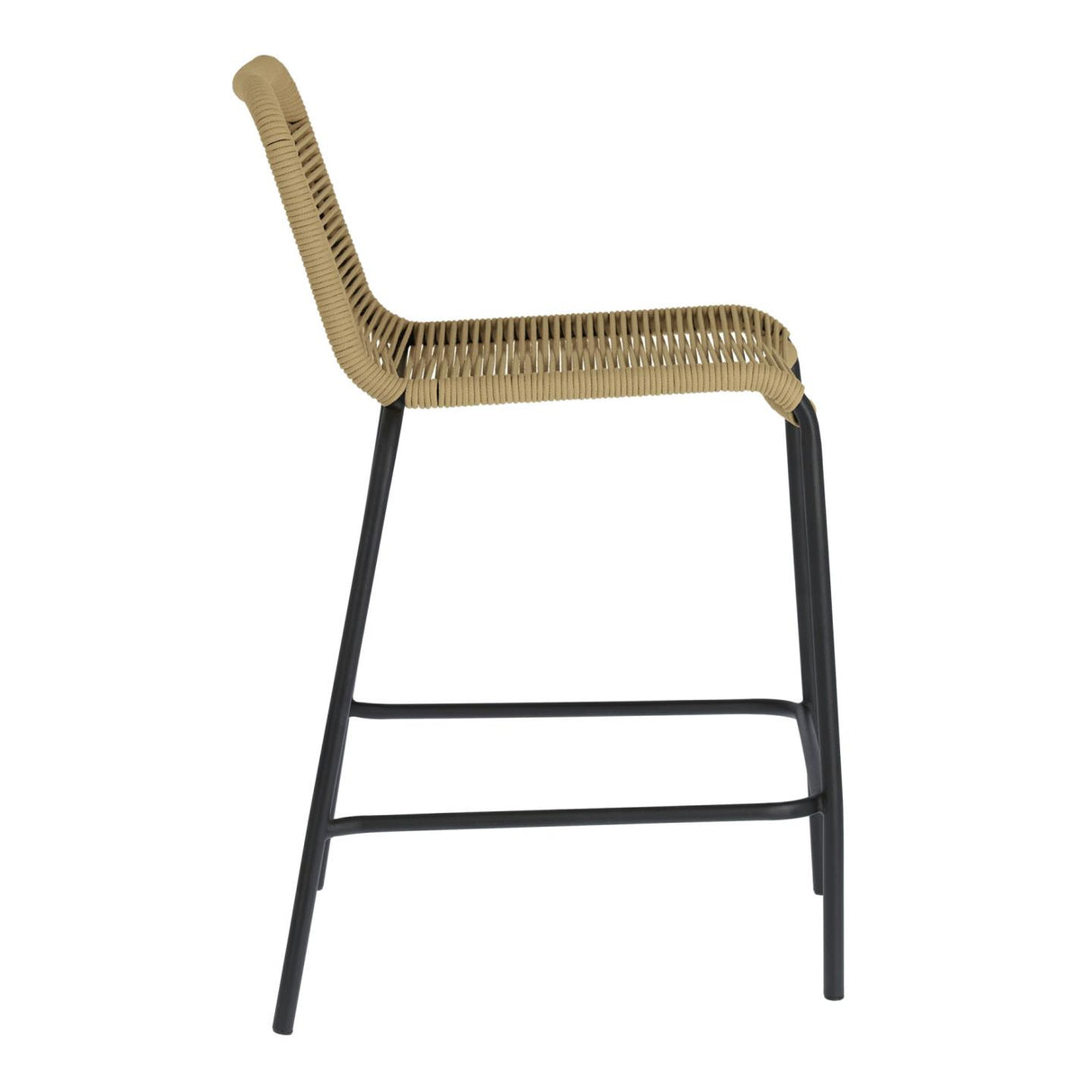 Lambton Hocker aus braunem Seil und Stahl mit schwarzem Finish Höhe 62 cm - ZEN ZONE Furniture