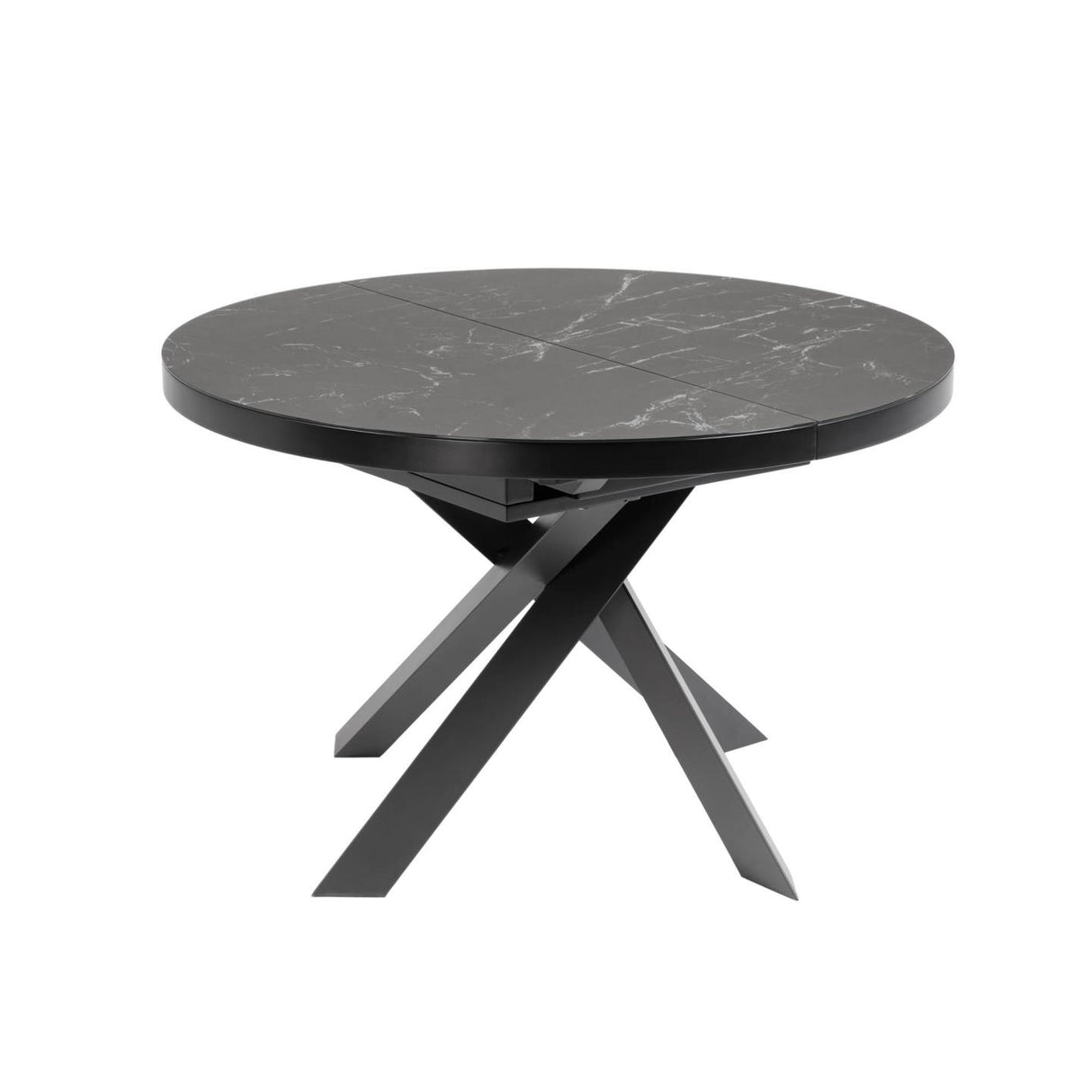 Vashti Ausziehtisch Feinsteinzeugplatte Schwarz Ø 120 x 120 oder 160 cm - ZEN ZONE Furniture