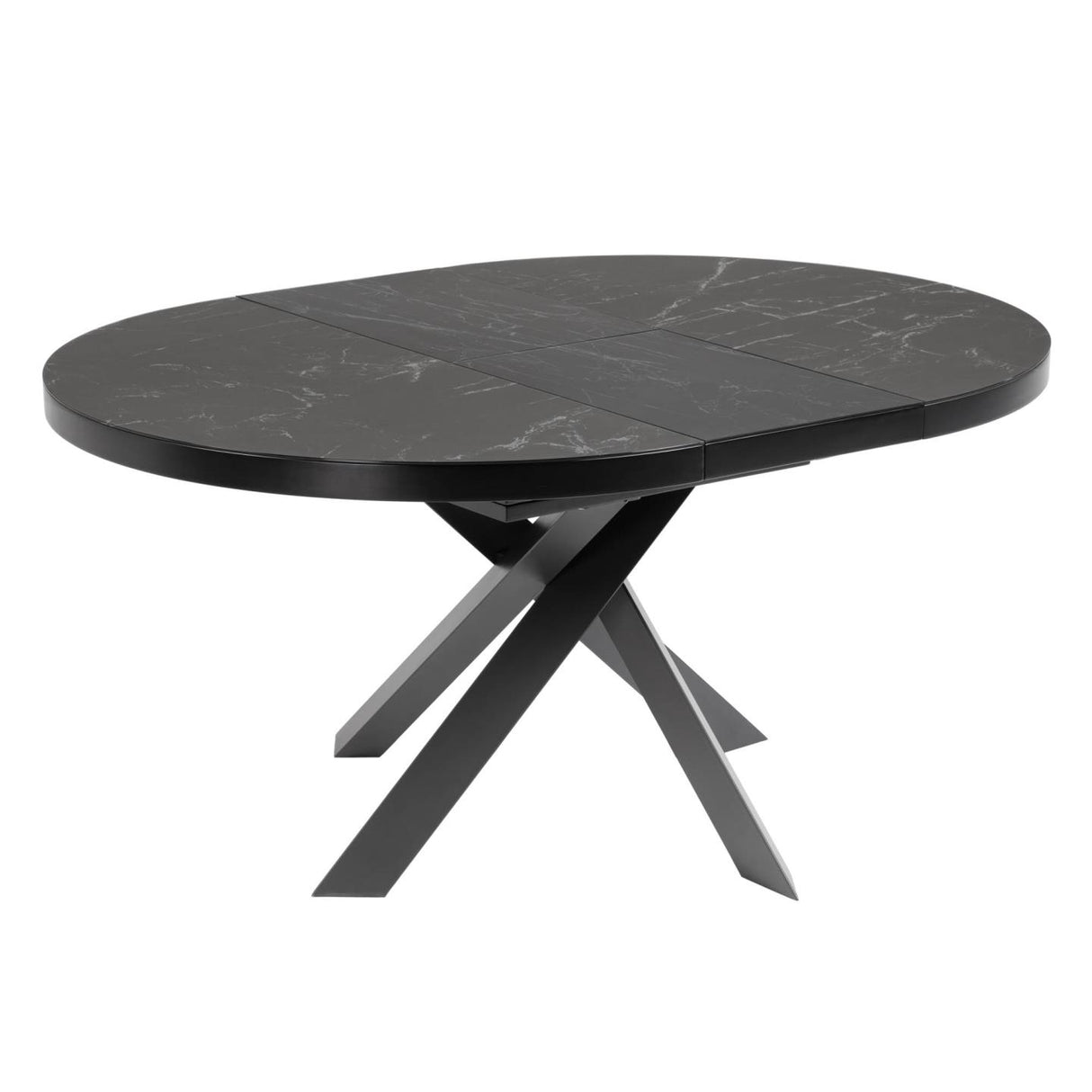Vashti Ausziehtisch Feinsteinzeugplatte Schwarz Ø 120 x 120 oder 160 cm - ZEN ZONE Furniture