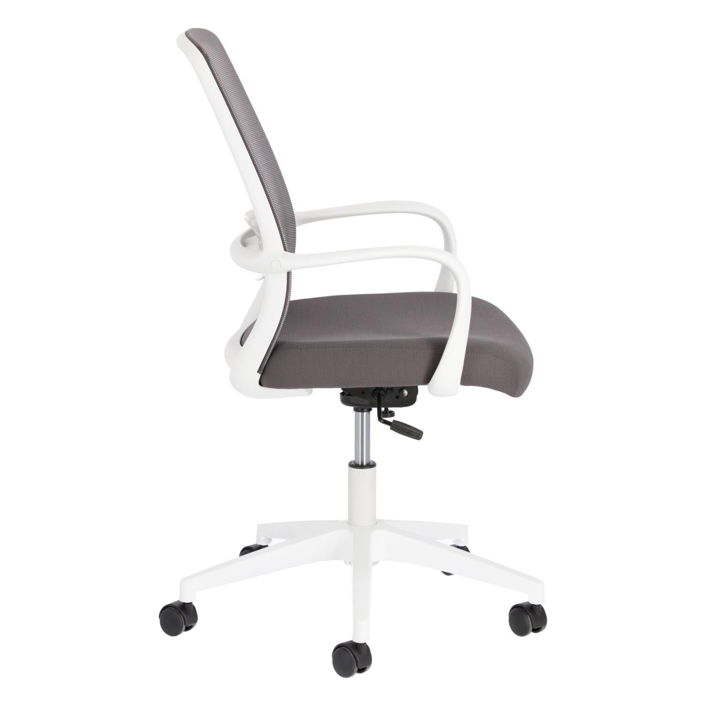 Melva Schreibtischstuhl in Grau mit Beinen aus Stahl in Weiß - ZEN ZONE Furniture