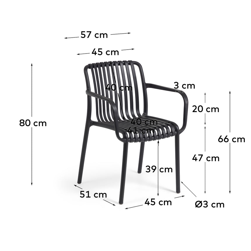 Stapelbarer Outdoor Stuhl Isabellini schwarz - ZEN ZONE Furniture