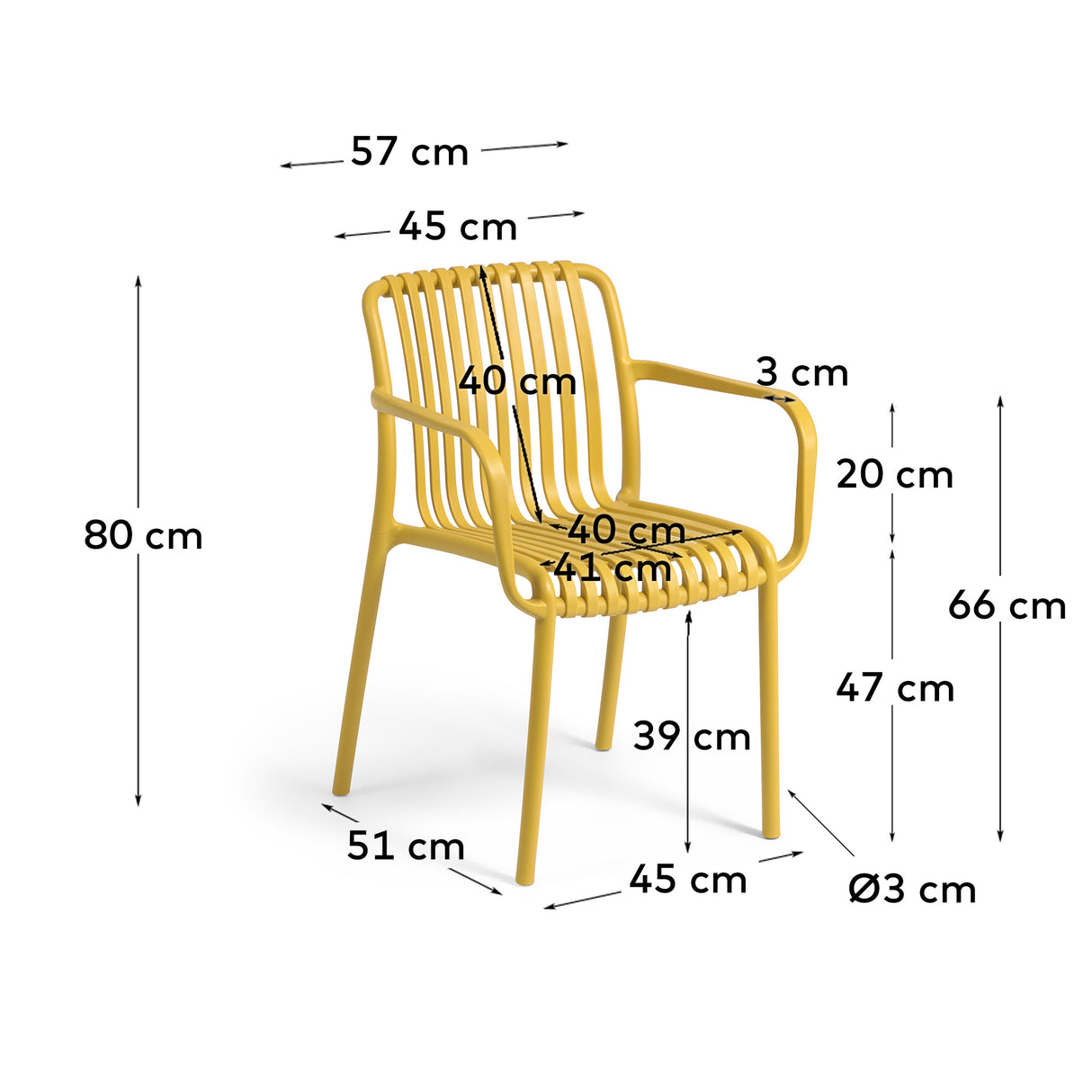 Stapelbarer Outdoor Stuhl Isabellini gelb - ZEN ZONE Furniture