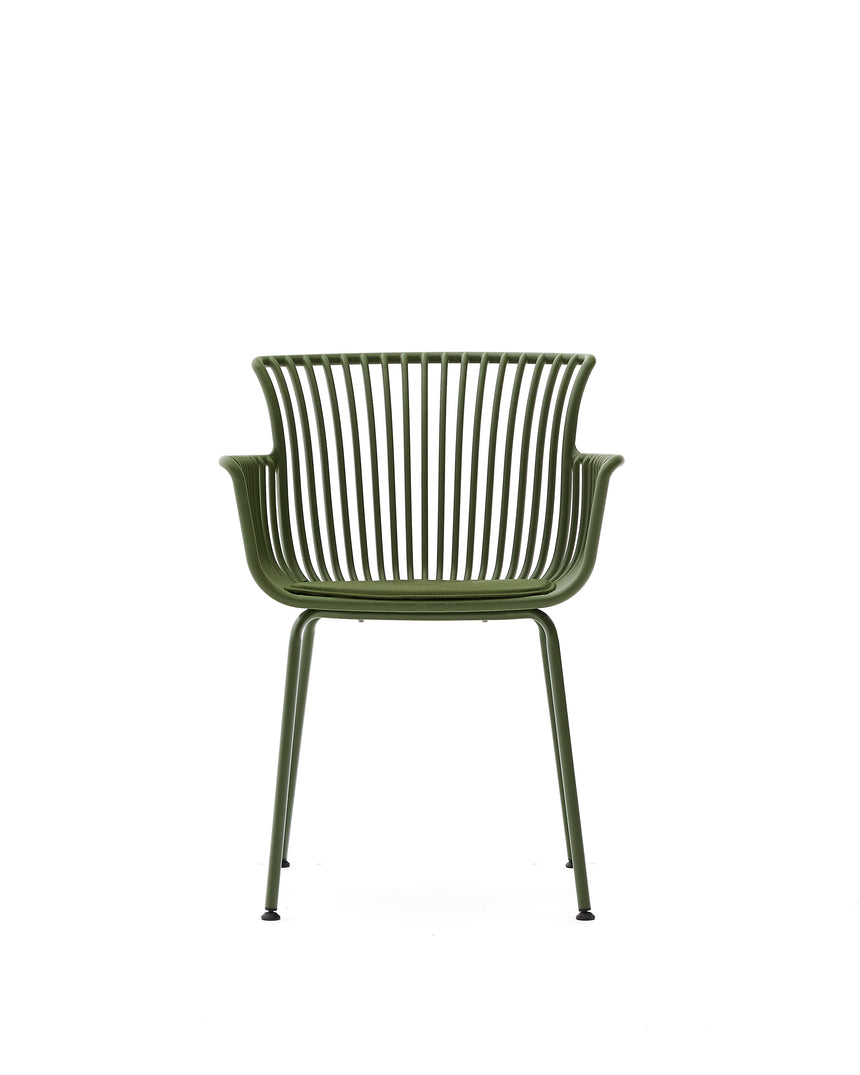 Outdoor-Stuhl Surpika mit grünen Stahlbeinen - ZEN ZONE Furniture
