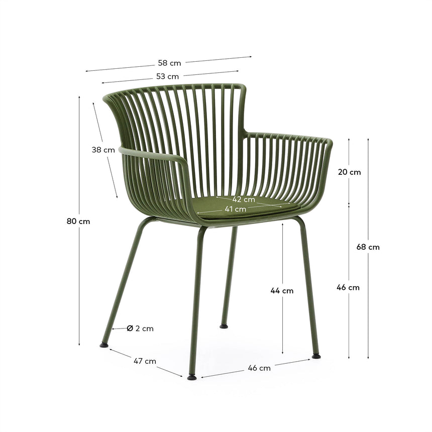 Outdoor-Stuhl Surpika mit grünen Stahlbeinen - ZEN ZONE Furniture