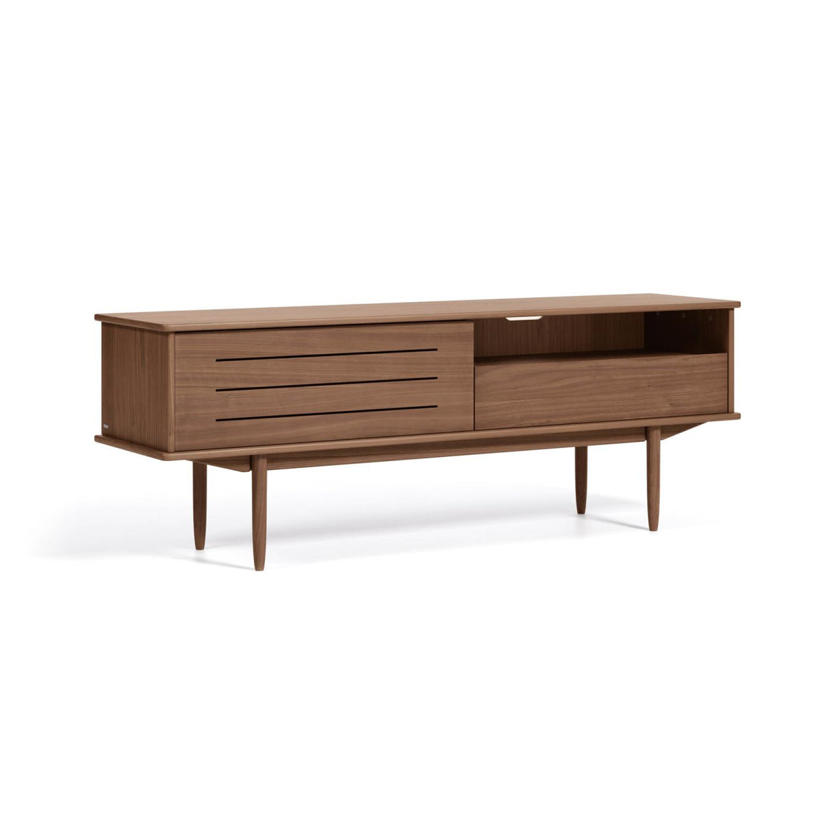Carolin TV-Schrank 1 Türe und 1 Schublade aus Nussholzfurnier 180 x 63,5 cm - ZEN ZONE Furniture