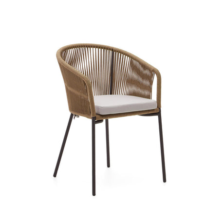 Yanet Stuhl aus Seil in Beige mit Beinen aus verzinktem Stahl - ZEN ZONE