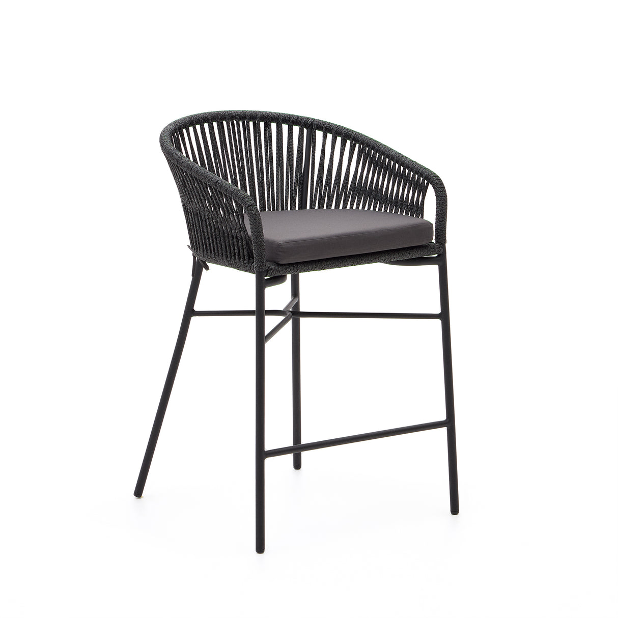 Yanet Hocker aus schwarzem Seil Höhe 65 cm - ZEN ZONE Furniture