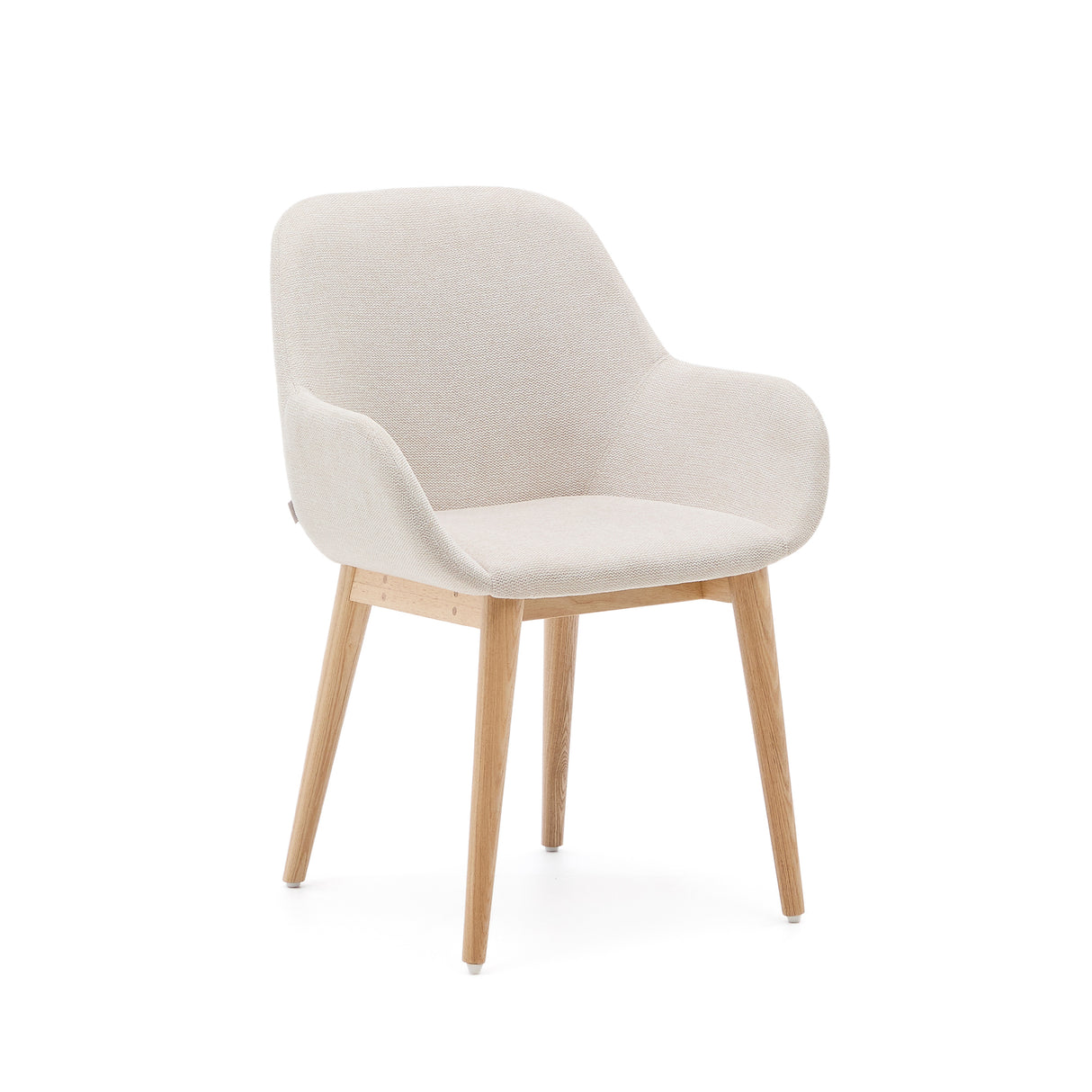 Konna Stuhl in Beige und Beine aus massivem Eschenholz mit natürlichem Finish - ZEN ZONE Furniture