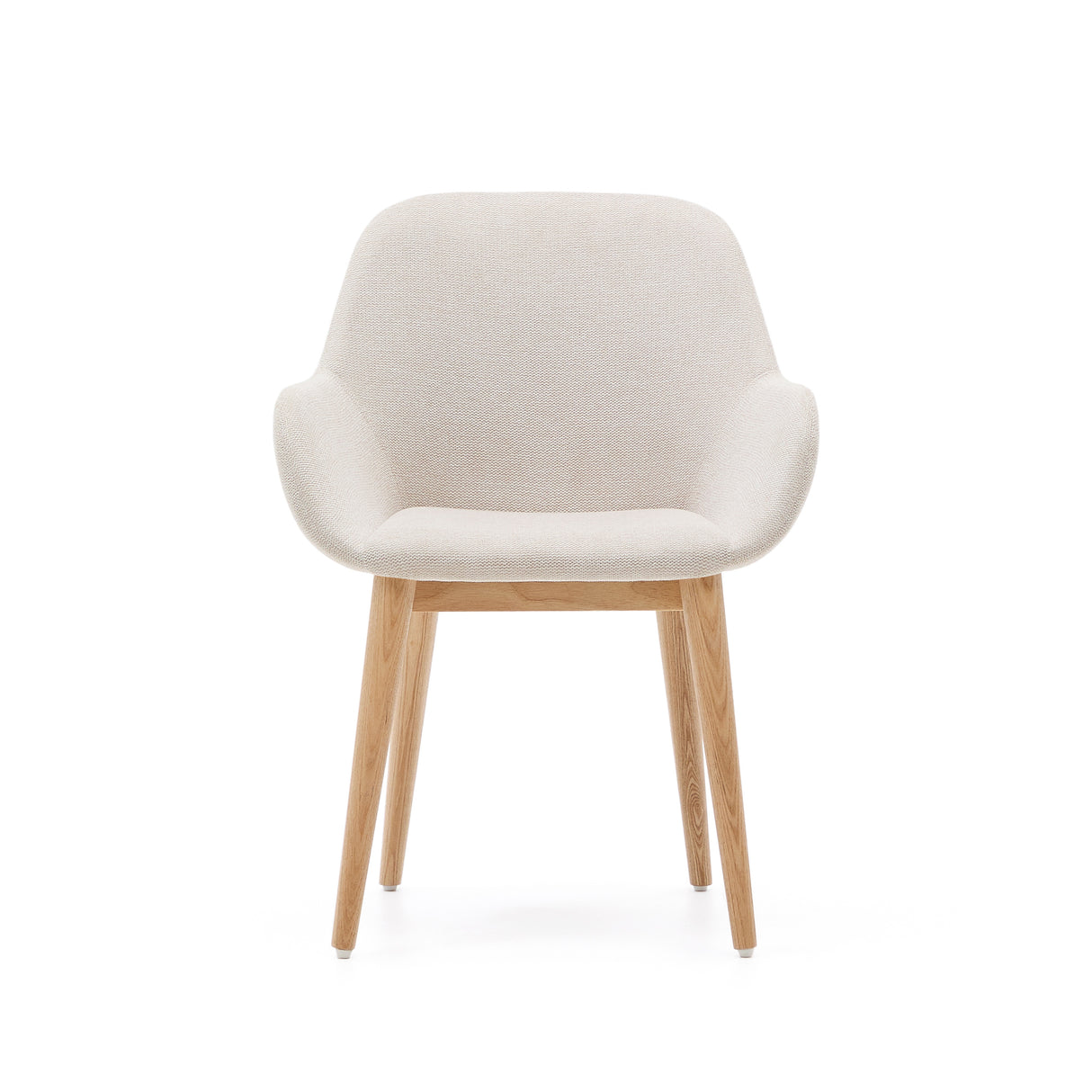 Konna Stuhl in Beige und Beine aus massivem Eschenholz mit natürlichem Finish - ZEN ZONE Furniture