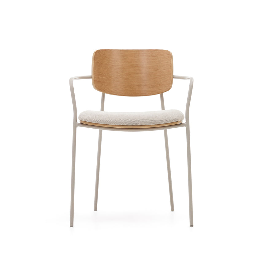 Maureen stapelbarer Stuhl aus Pappelschichtholz mit hellem Finish Metallbeine Beige FSC 100% - ZEN ZONE Furniture
