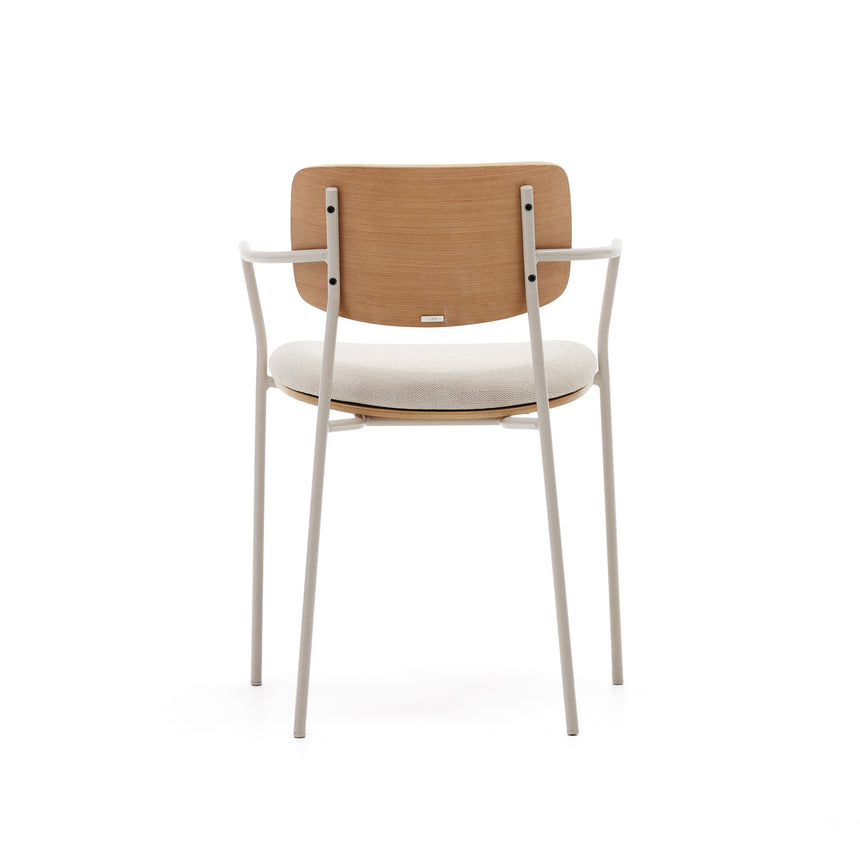 Maureen stapelbarer Stuhl aus Pappelschichtholz mit hellem Finish Metallbeine Beige FSC 100% - ZEN ZONE Furniture