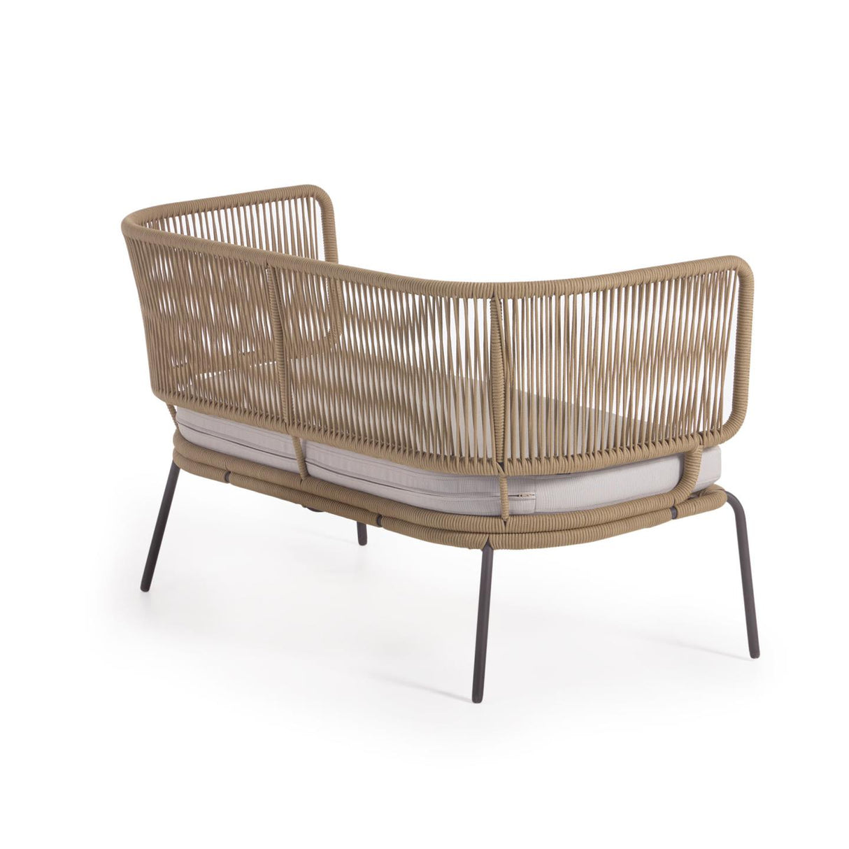 Nadin 2-Sitzer Sofa aus beigefarbenem Seil und Beinen aus verzinktem Stahl 135 cm - ZEN ZONE Furniture