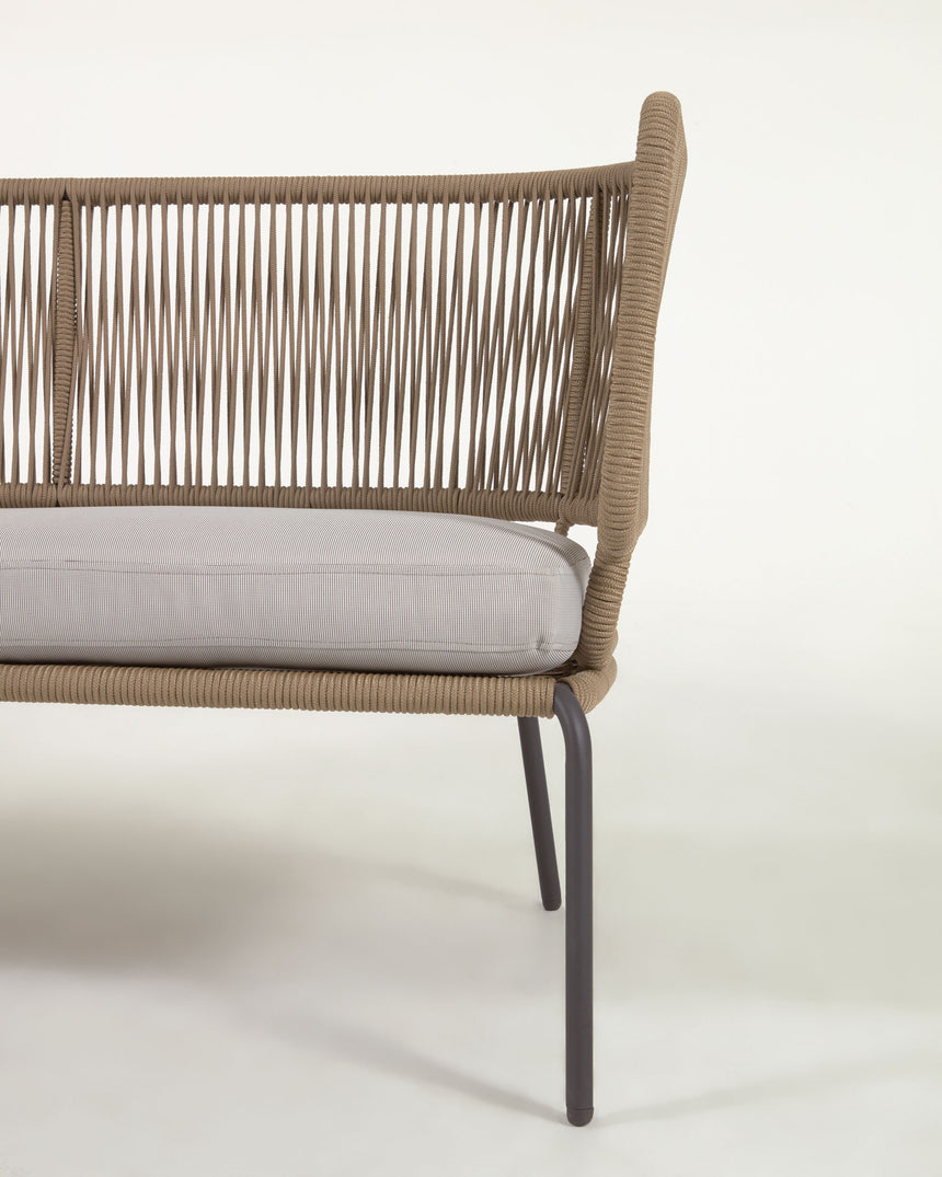 Nadin 2-Sitzer Sofa aus beigefarbenem Seil und Beinen aus verzinktem Stahl 135 cm - ZEN ZONE Furniture