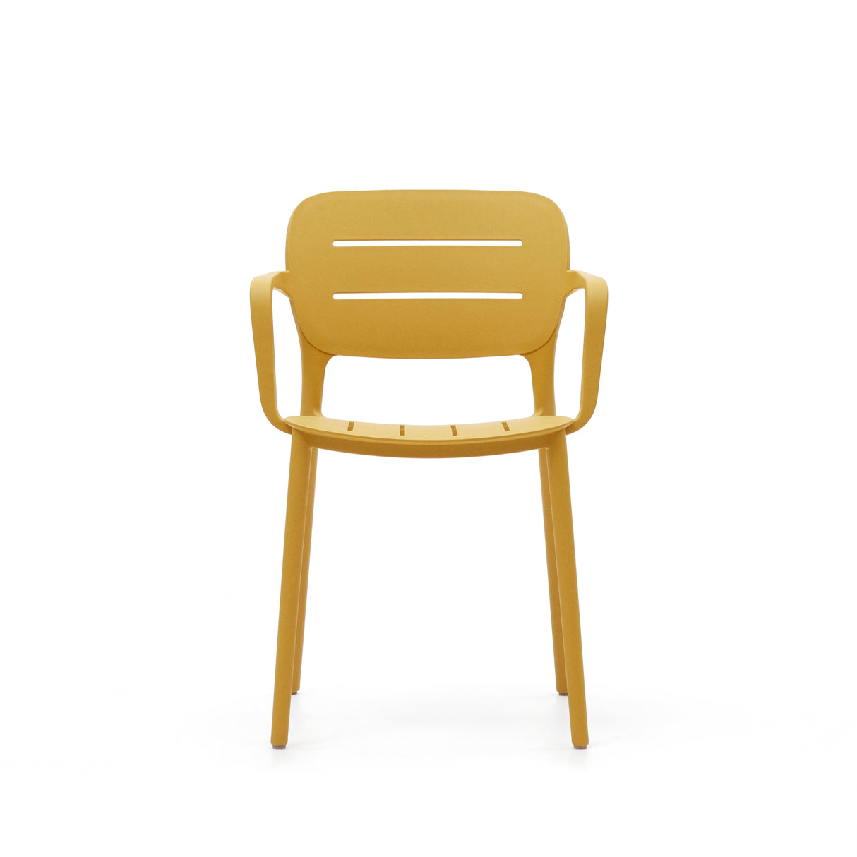 Morella stapelbarer Gartenstuhl aus Kunststoff in Senfgelb - ZEN ZONE Furniture