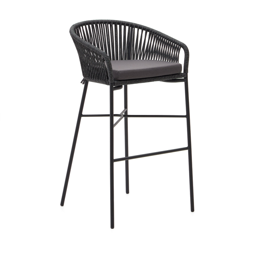Yanet stapelbarer Hocker aus schwarzem Seil Höhe 80 cm - ZEN ZONE Furniture