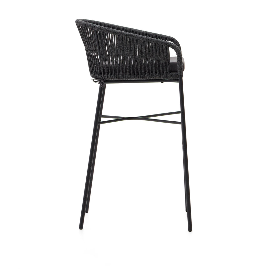 Yanet stapelbarer Hocker aus schwarzem Seil Höhe 80 cm - ZEN ZONE Furniture