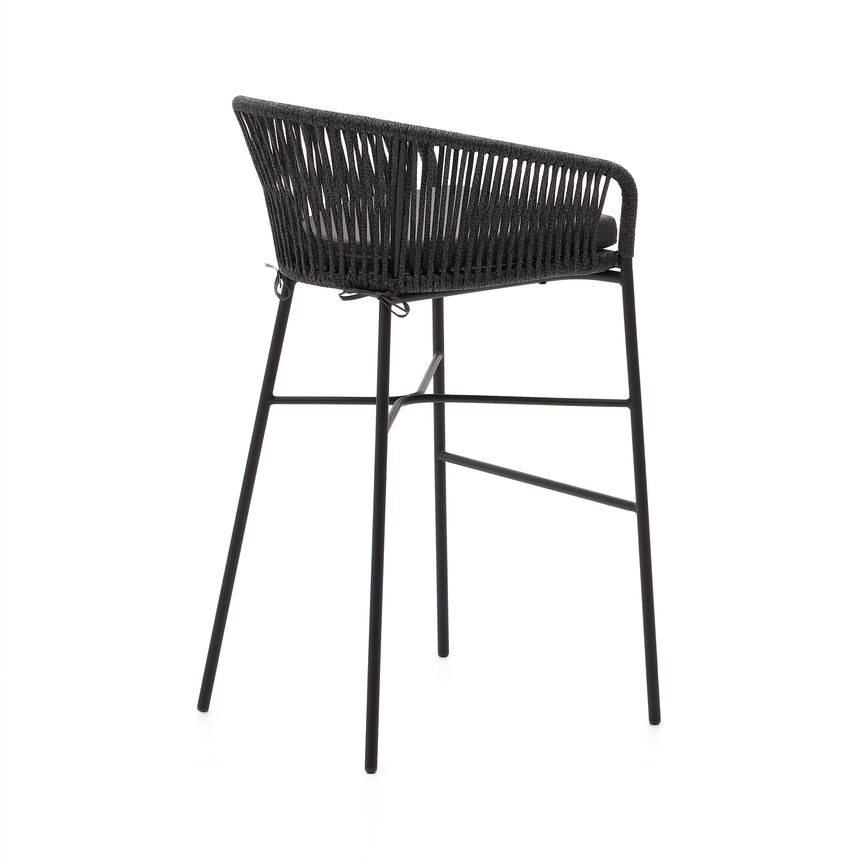 Yanet stapelbarer Hocker aus schwarzem Seil Höhe 80 cm - ZEN ZONE Furniture