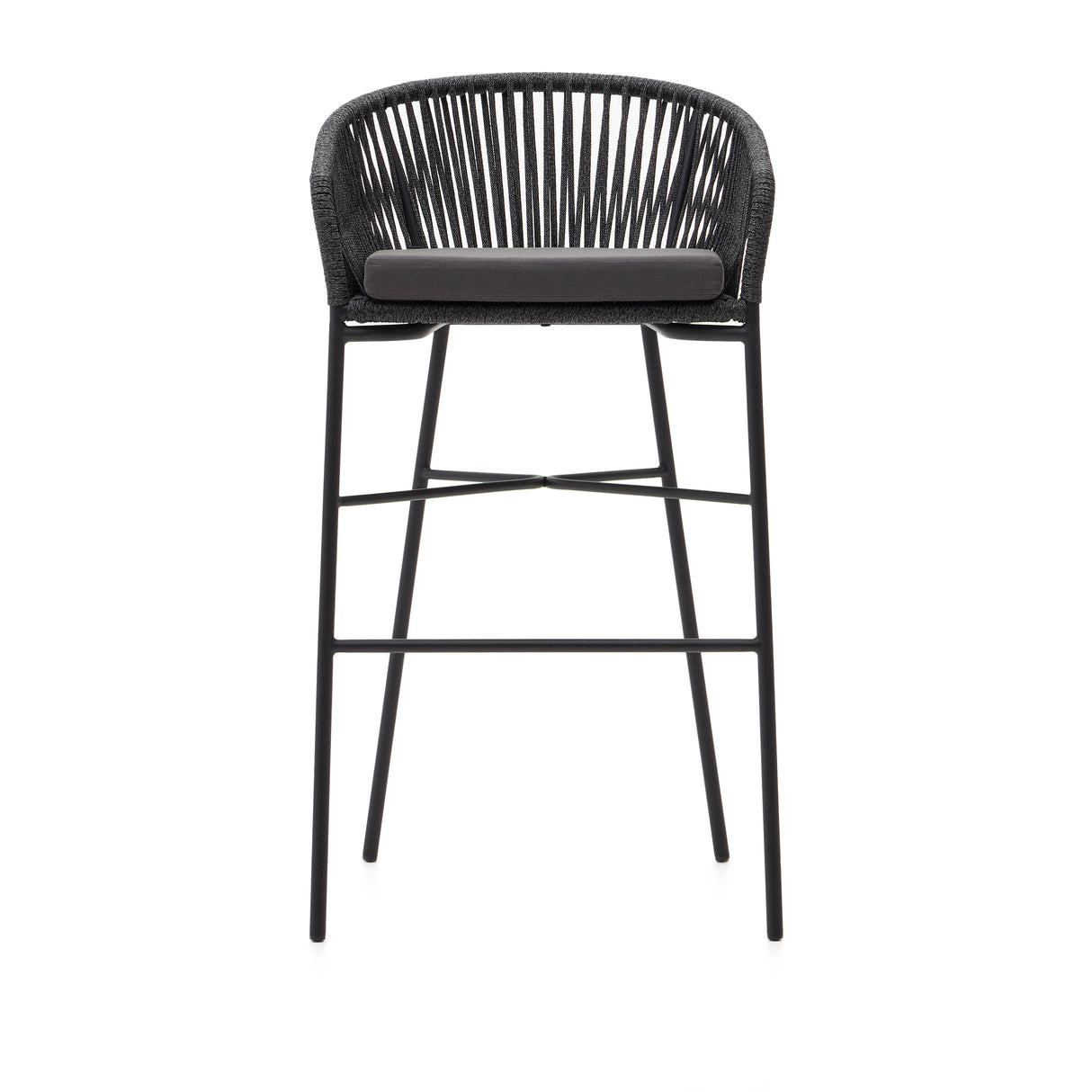 Yanet stapelbarer Hocker aus schwarzem Seil Höhe 80 cm - ZEN ZONE Furniture