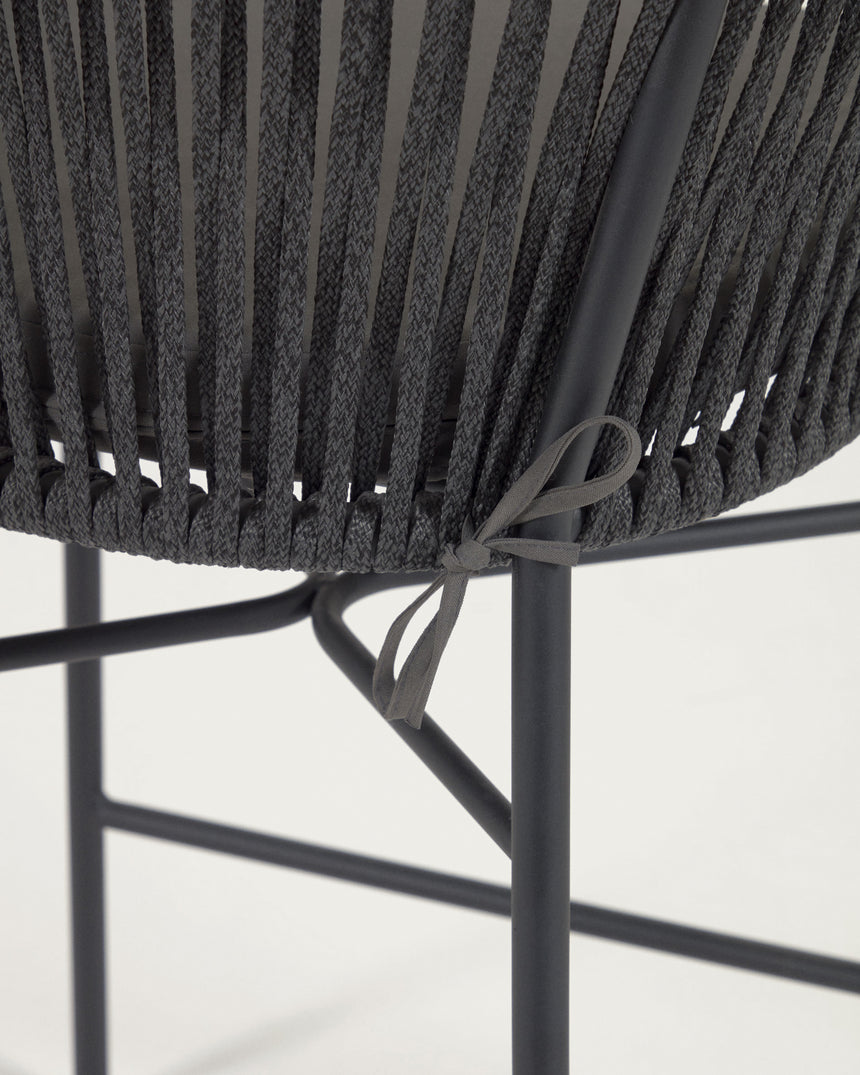 Yanet stapelbarer Hocker aus schwarzem Seil Höhe 80 cm - ZEN ZONE Furniture