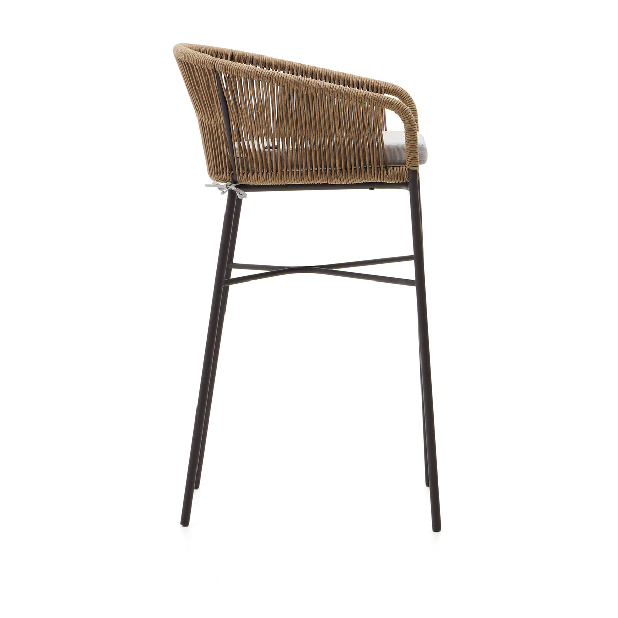 Yanet Hocker aus beigem Seil und verzinktem Stahl Höhe 80 cm - ZEN ZONE Furniture