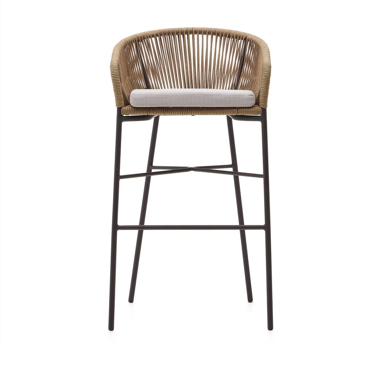 Yanet Hocker aus beigem Seil und verzinktem Stahl Höhe 80 cm - ZEN ZONE Furniture