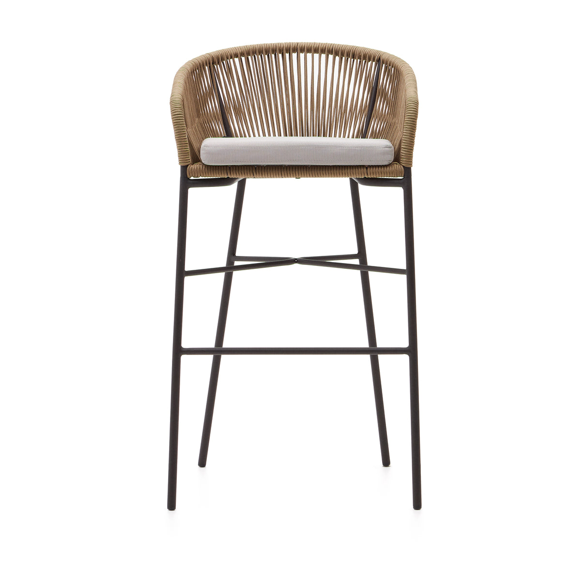 Yanet Hocker aus beigem Seil und verzinktem Stahl Höhe 80 cm - ZEN ZONE Furniture