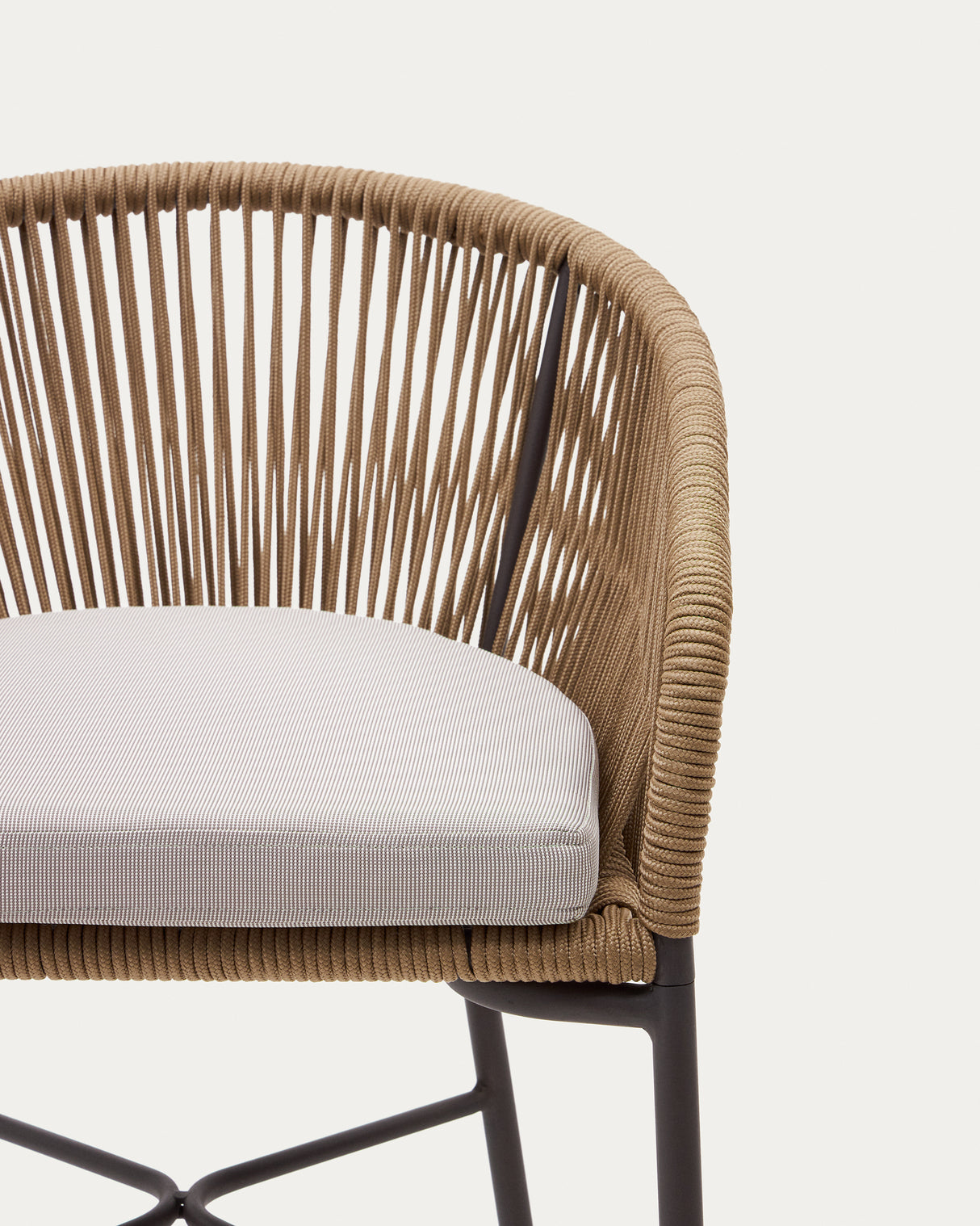 Yanet Hocker aus beigem Seil und verzinktem Stahl Höhe 80 cm - ZEN ZONE Furniture